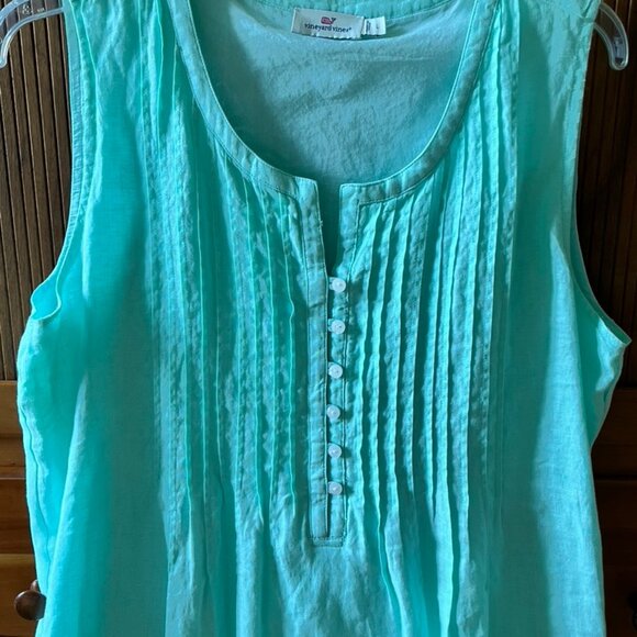 Seafoam Green Vineyard Vines Classic Linen Shift Dress, L - Picture 2 of 7